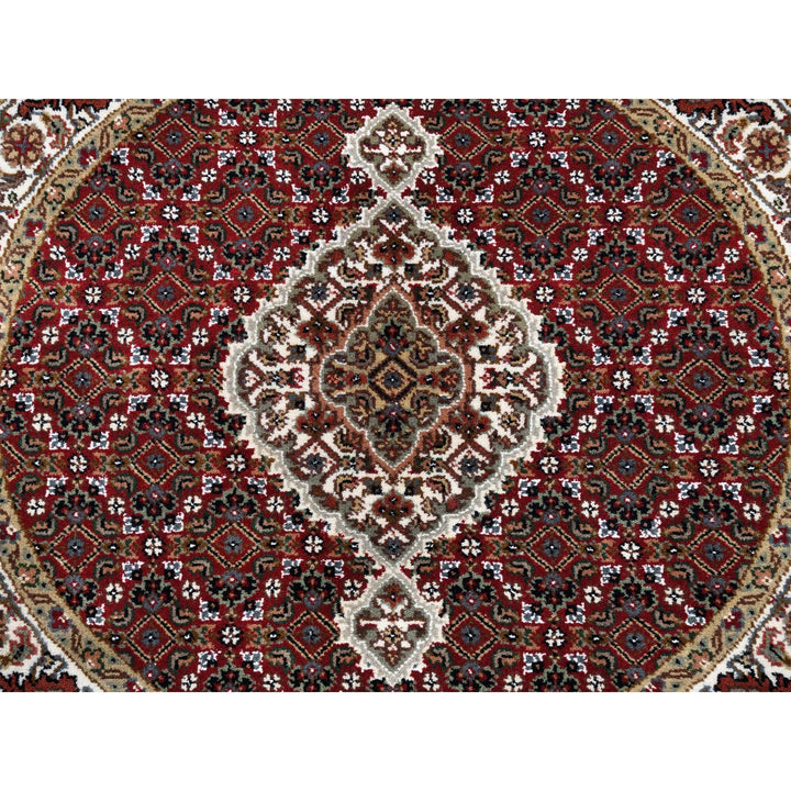 3'4" x 3'4" New Hand Knotted Red Wool Round Oriental Rug - MOA10262455