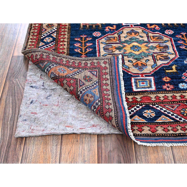 2'8" x 9'5" New Hand Knotted Blue Wool Runner Oriental Rug - MOA102624