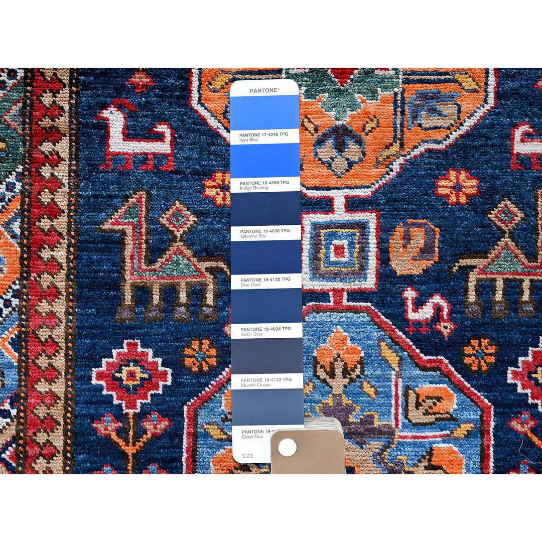 2'8" x 9'5" New Hand Knotted Blue Wool Runner Oriental Rug - MOA102624