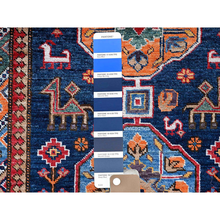 2'8" x 9'5" New Hand Knotted Blue Wool Runner Oriental Rug - MOA102624