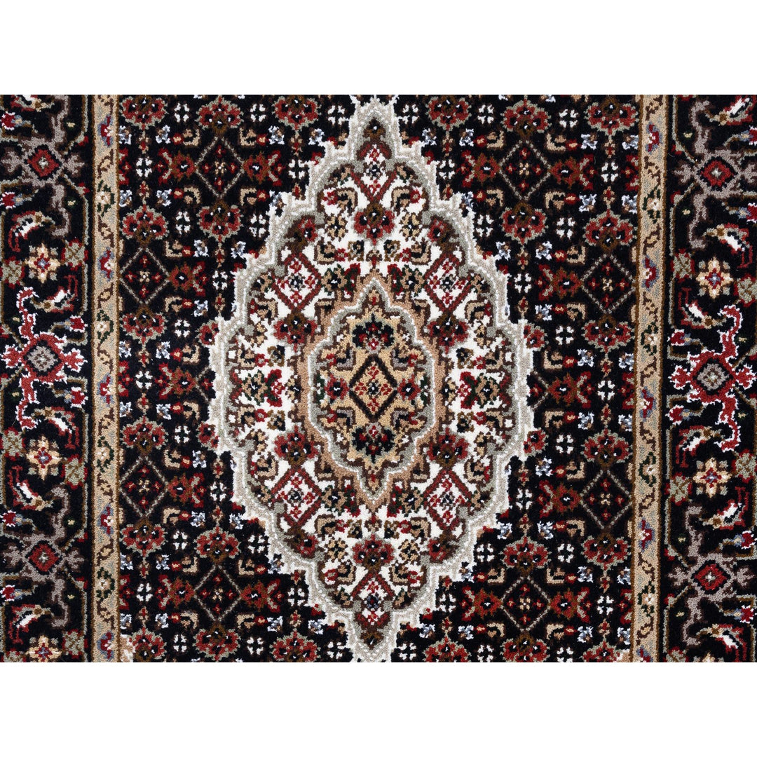 2'7" x 11'10" New Hand Knotted Black Wool & Silk Runner Oriental Rug - MOA10262507