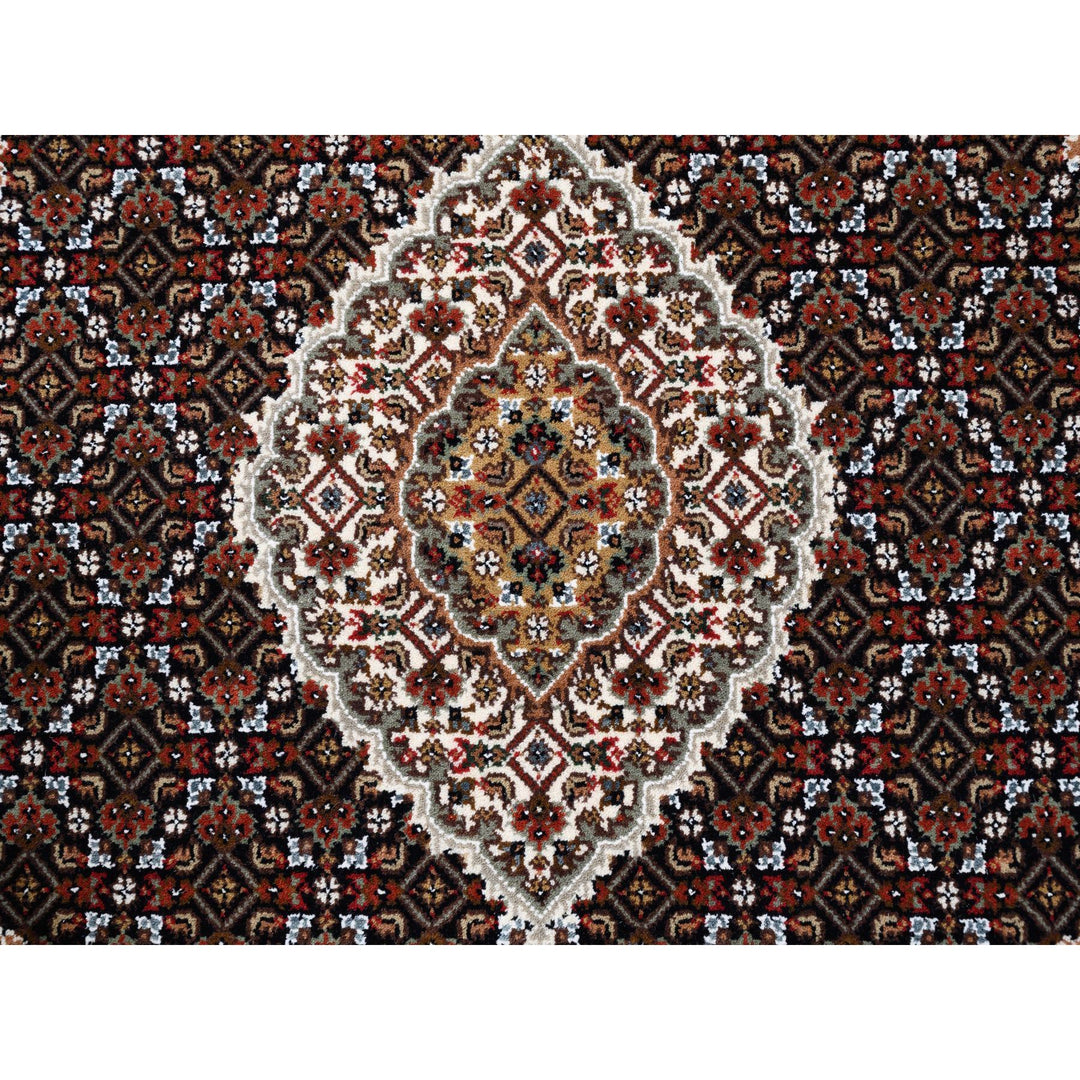 5'0" x 5'0" New Hand Knotted Black Wool Square Oriental Rug - MOA10262543