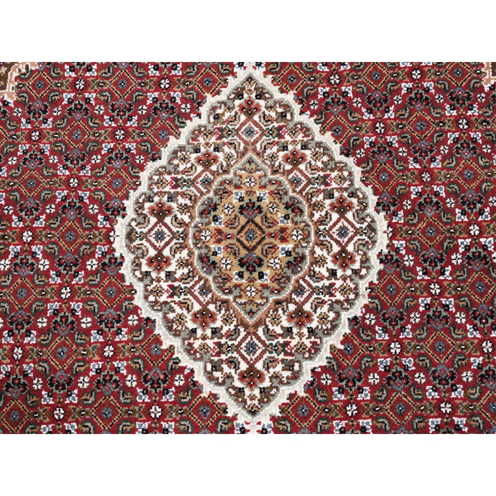 5'0" x 5'0" New Hand Knotted Red Cotton Square Oriental Rug - MOA10262553