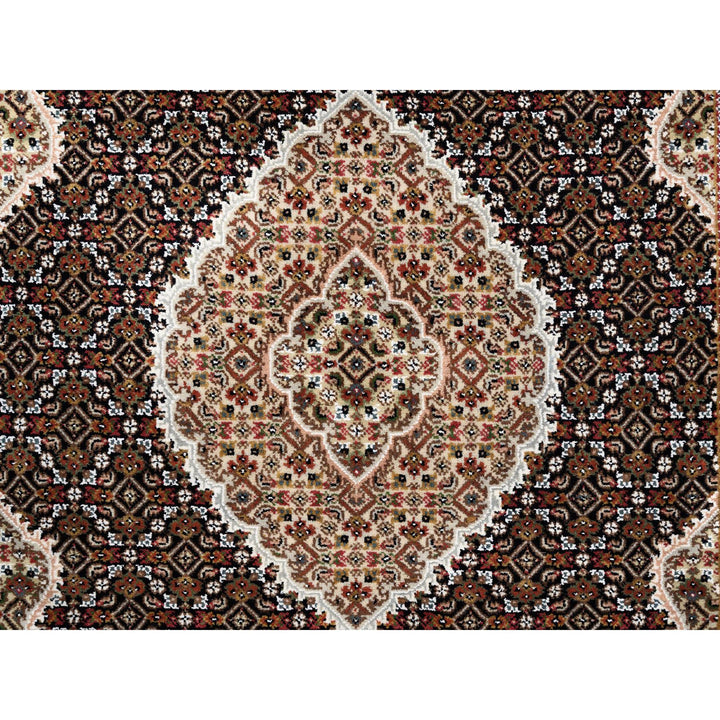 4'2" x 6'1" New Hand Knotted Black Wool & Silk Rectangle Oriental Rug - MOA10262569