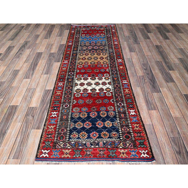 2'8" x 7'7" New Hand Knotted Red Wool Runner Oriental Rug - MOA102625