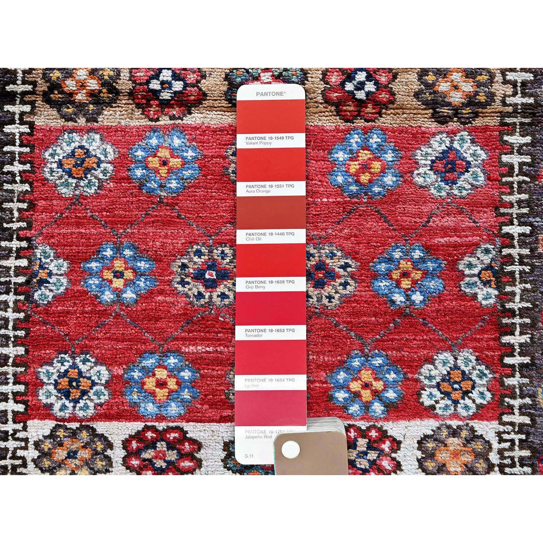 2'8" x 7'7" New Hand Knotted Red Wool Runner Oriental Rug - MOA102625