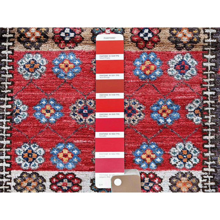 2'8" x 7'7" New Hand Knotted Red Wool Runner Oriental Rug - MOA102625