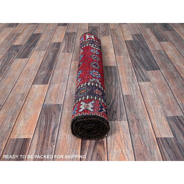 2'8" x 7'7" New Hand Knotted Red Wool Runner Oriental Rug - MOA102625