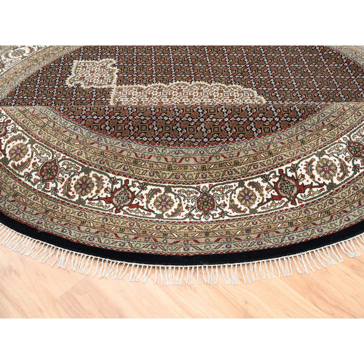 10'0" x 10'0" New Hand Knotted Black Wool Round Oriental Rug - MOA10262632