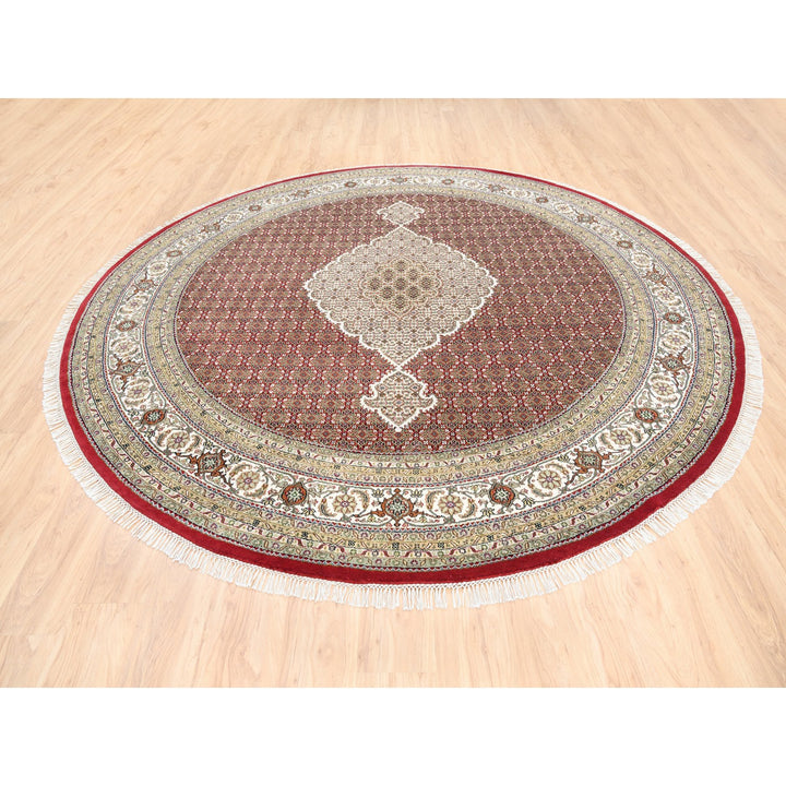 9'10" x 9'10" New Hand Knotted Red Wool Round Oriental Rug - MOA10262633