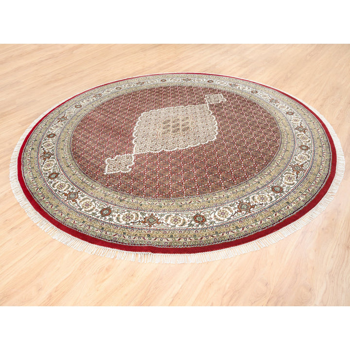 9'10" x 9'10" New Hand Knotted Red Wool Round Oriental Rug - MOA10262633