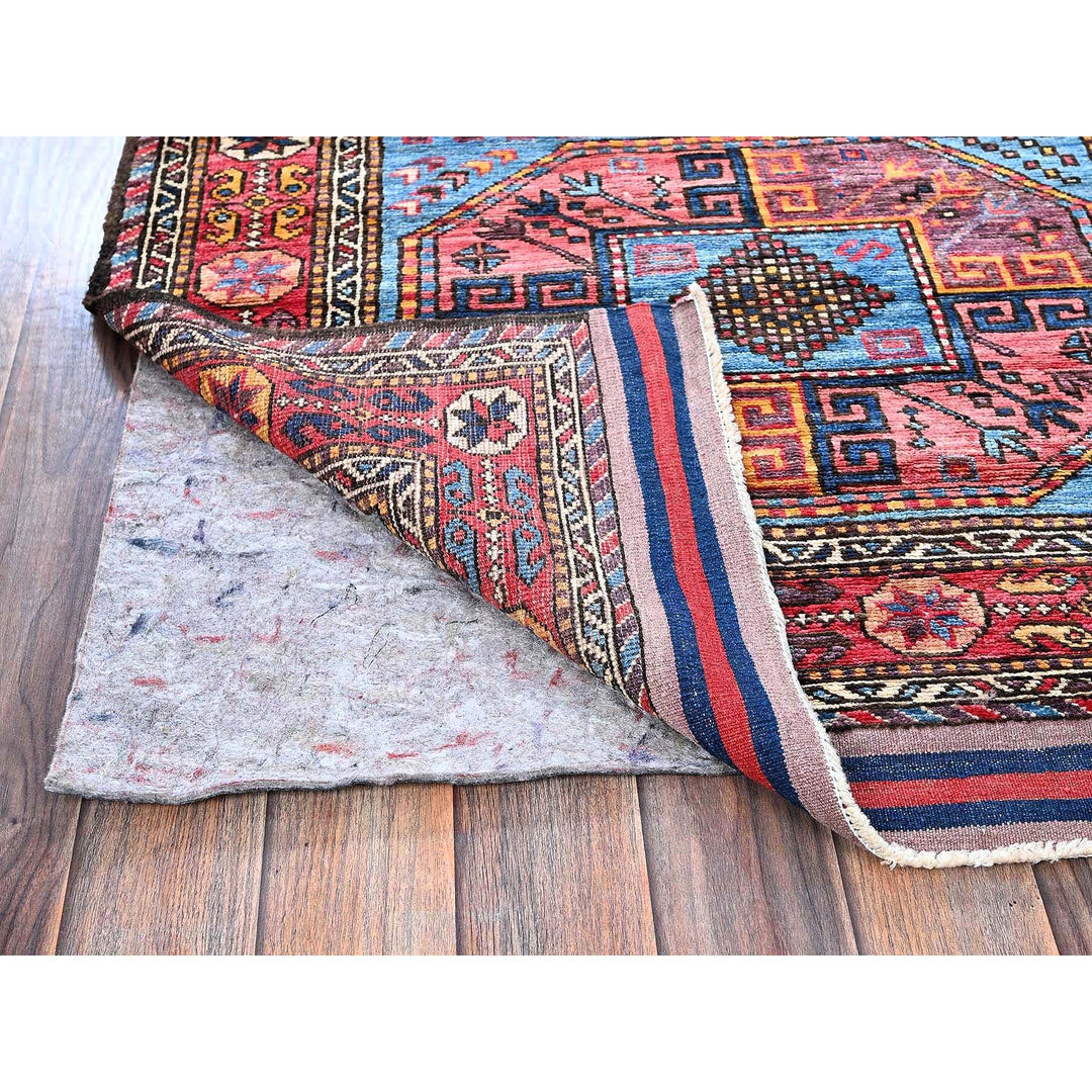 3'1" x 9'7" New Hand Knotted Blue Wool Runner Oriental Rug - MOA102626