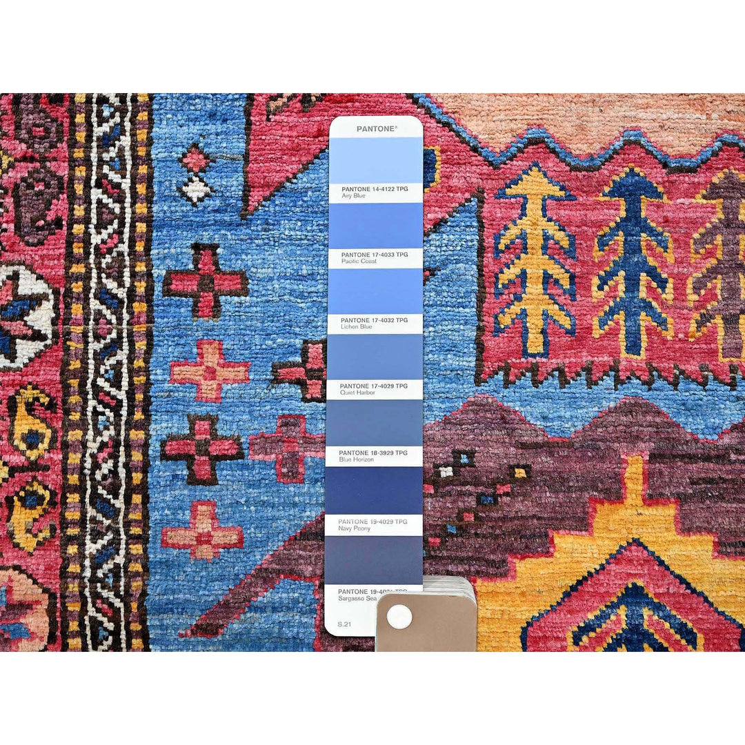 3'1" x 9'7" New Hand Knotted Blue Wool Runner Oriental Rug - MOA102626