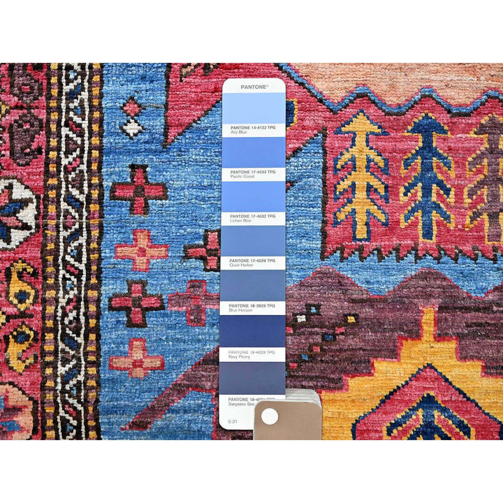 3'1" x 9'7" New Hand Knotted Blue Wool Runner Oriental Rug - MOA102626