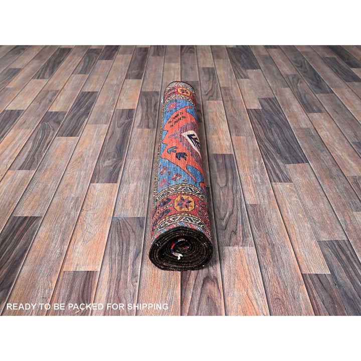 3'1" x 9'7" New Hand Knotted Blue Wool Runner Oriental Rug - MOA102626