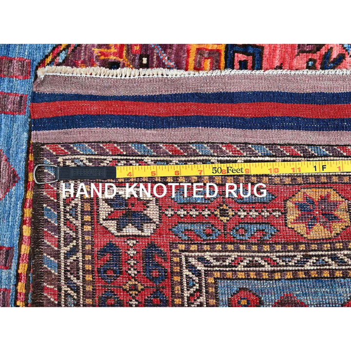 3'1" x 9'7" New Hand Knotted Blue Wool Runner Oriental Rug - MOA102626