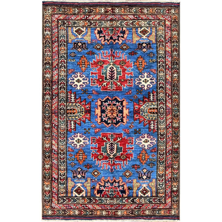 2'11" x 4'6" New Hand Knotted Blue Wool Rectangle Oriental Rug - MOA102627