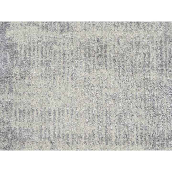 2'7" x 10'0" New Hand Loomed Grey Wool & Art Silk Runner Oriental Rug - MOA10262845