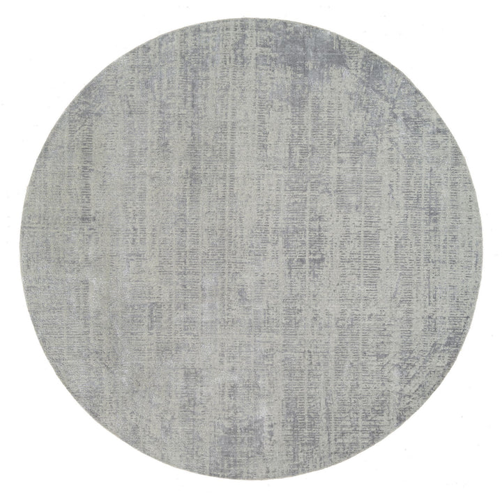 10'0" x 10'0" New Hand Loomed Grey Wool & Silk Round Oriental Rug - MOA10262874