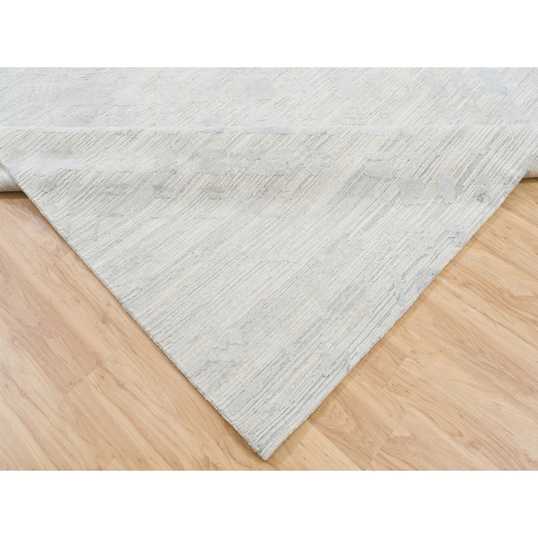 9'0" x 12'0" New Hand Knotted Grey Wool Rectangle Oriental Rug - MOA10262890