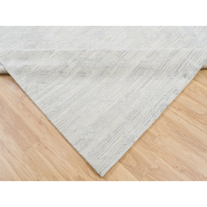 9'0" x 12'0" New Hand Knotted Grey Wool Rectangle Oriental Rug - MOA10262890