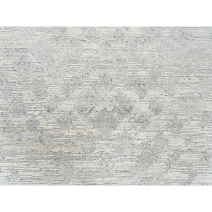 9'0" x 12'0" New Hand Knotted Grey Wool Rectangle Oriental Rug - MOA10262890