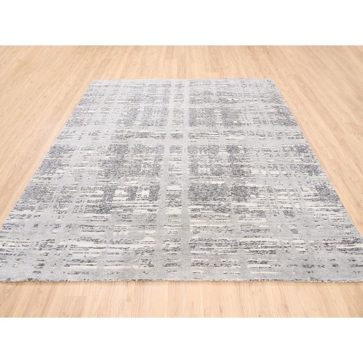 8'0" x 8'0" New Hand Knotted Grey Wool Square Oriental Rug - MOA10262892