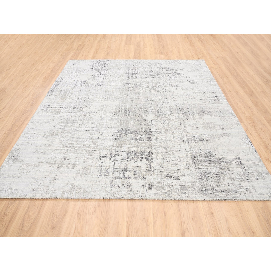 8'0" x 8'1" New Hand Knotted Grey Wool Square Oriental Rug - MOA10262896