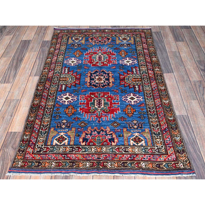 2'10" x 4'6" New Hand Knotted Blue Wool Rectangle Oriental Rug - MOA102628