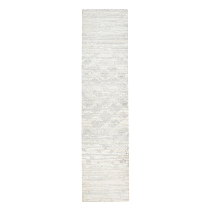 2'7" x 12'0" New Hand Knotted Ivory Wool Runner Oriental Rug - MOA10262919