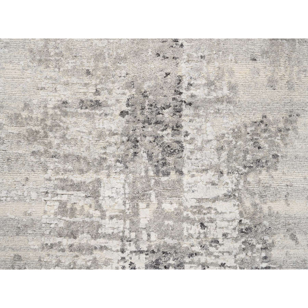 2'5" x 10'0" New Hand Knotted Grey Wool Runner Oriental Rug - MOA10262921