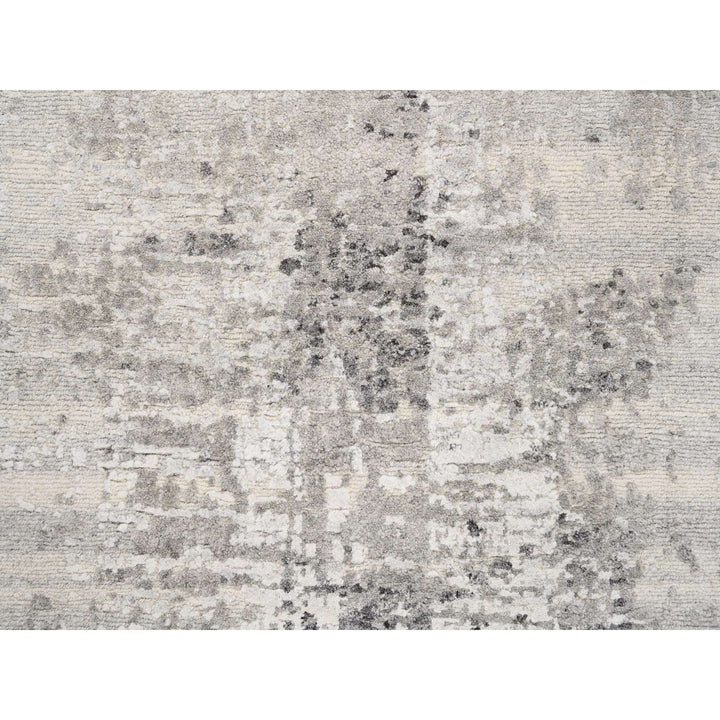 2'5" x 10'0" New Hand Knotted Grey Wool Runner Oriental Rug - MOA10262921