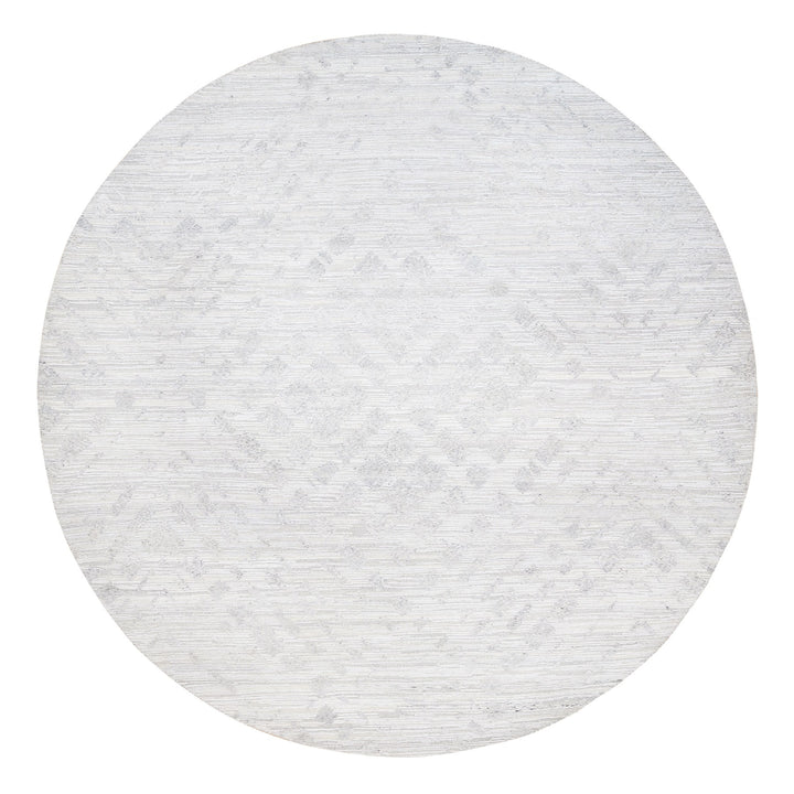 11'10" x 11'10" New Hand Knotted Ivory Wool Round Oriental Rug - MOA10262932