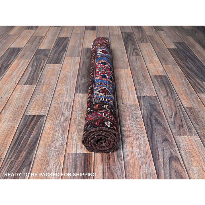 2'10" x 4'9" New Hand Knotted Blue Wool Rectangle Oriental Rug - MOA102629