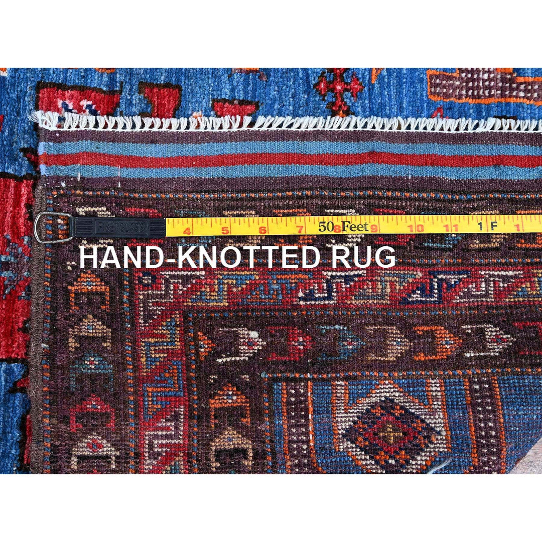2'10" x 4'9" New Hand Knotted Blue Wool Rectangle Oriental Rug - MOA102629