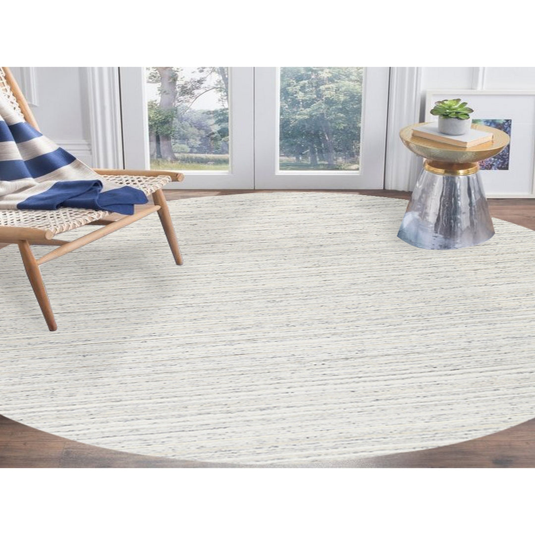 11'10" x 11'9" New Hand Loomed Grey Wool Round Oriental Rug - MOA10263041