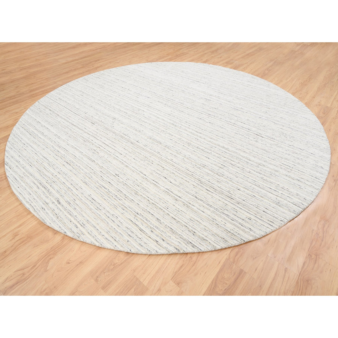 11'10" x 11'9" New Hand Loomed Grey Wool Round Oriental Rug - MOA10263041