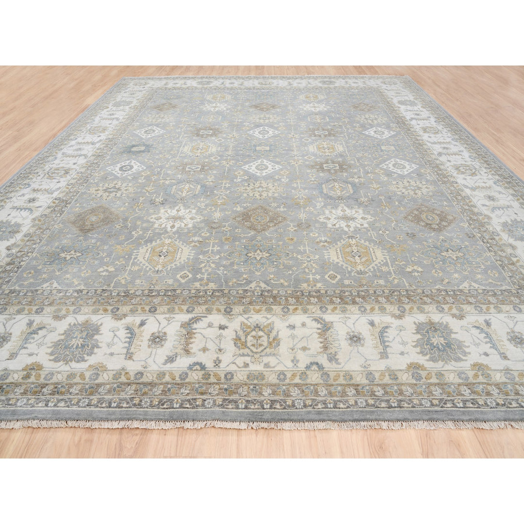 14'0" x 16'0" New Hand Knotted Grey Wool Square Oriental Rug - MOA10263068