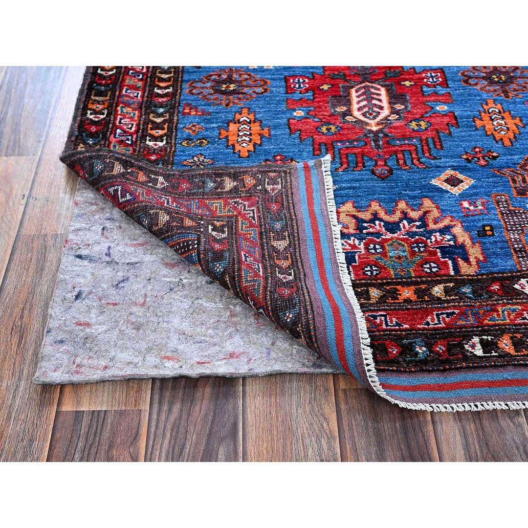 2'11" x 4'8" New Hand Knotted Blue Wool Rectangle Oriental Rug - MOA102630