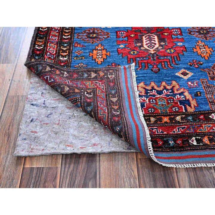 2'11" x 4'8" New Hand Knotted Blue Wool Rectangle Oriental Rug - MOA102630