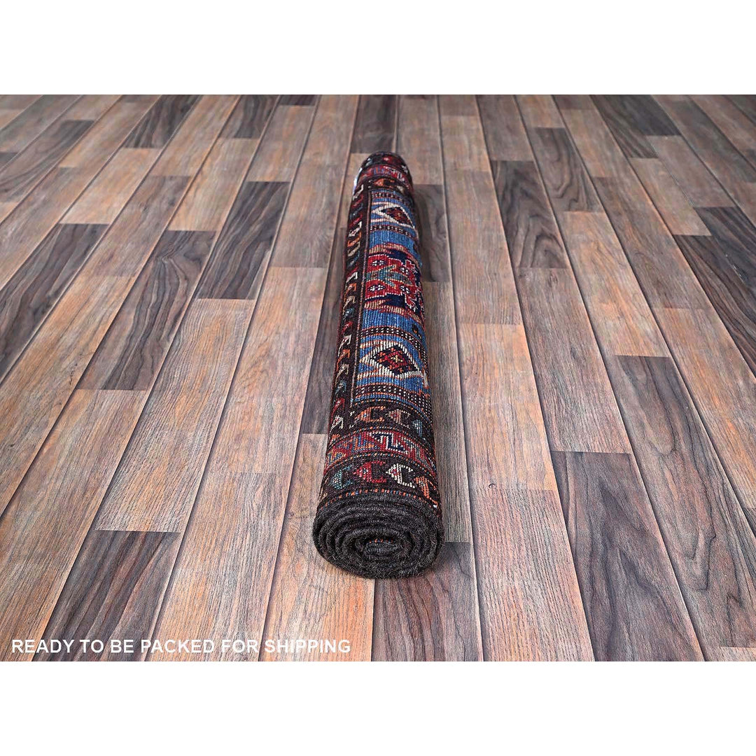 2'11" x 4'8" New Hand Knotted Blue Wool Rectangle Oriental Rug - MOA102630