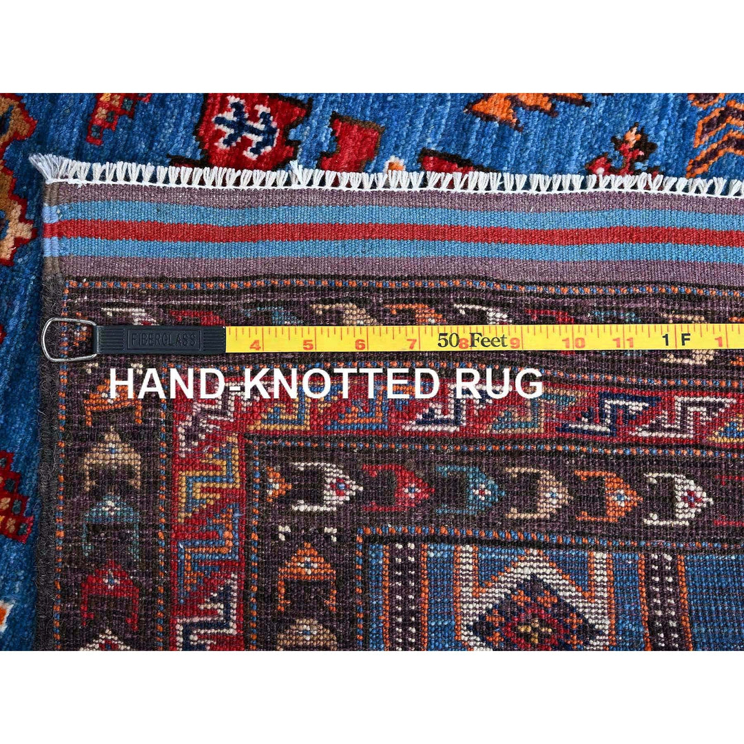 2'11" x 4'8" New Hand Knotted Blue Wool Rectangle Oriental Rug - MOA102630