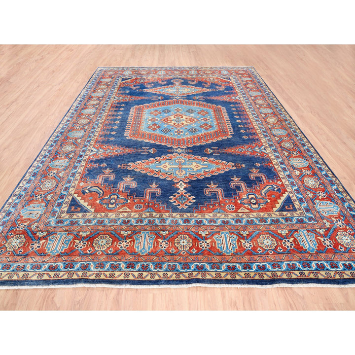 9'1" x 12'0" New Hand Knotted Blue Wool Rectangle Oriental Rug - MOA10263100