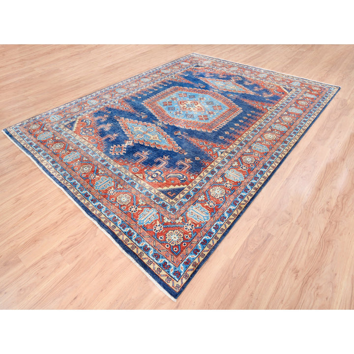 9'1" x 12'0" New Hand Knotted Blue Wool Rectangle Oriental Rug - MOA10263100