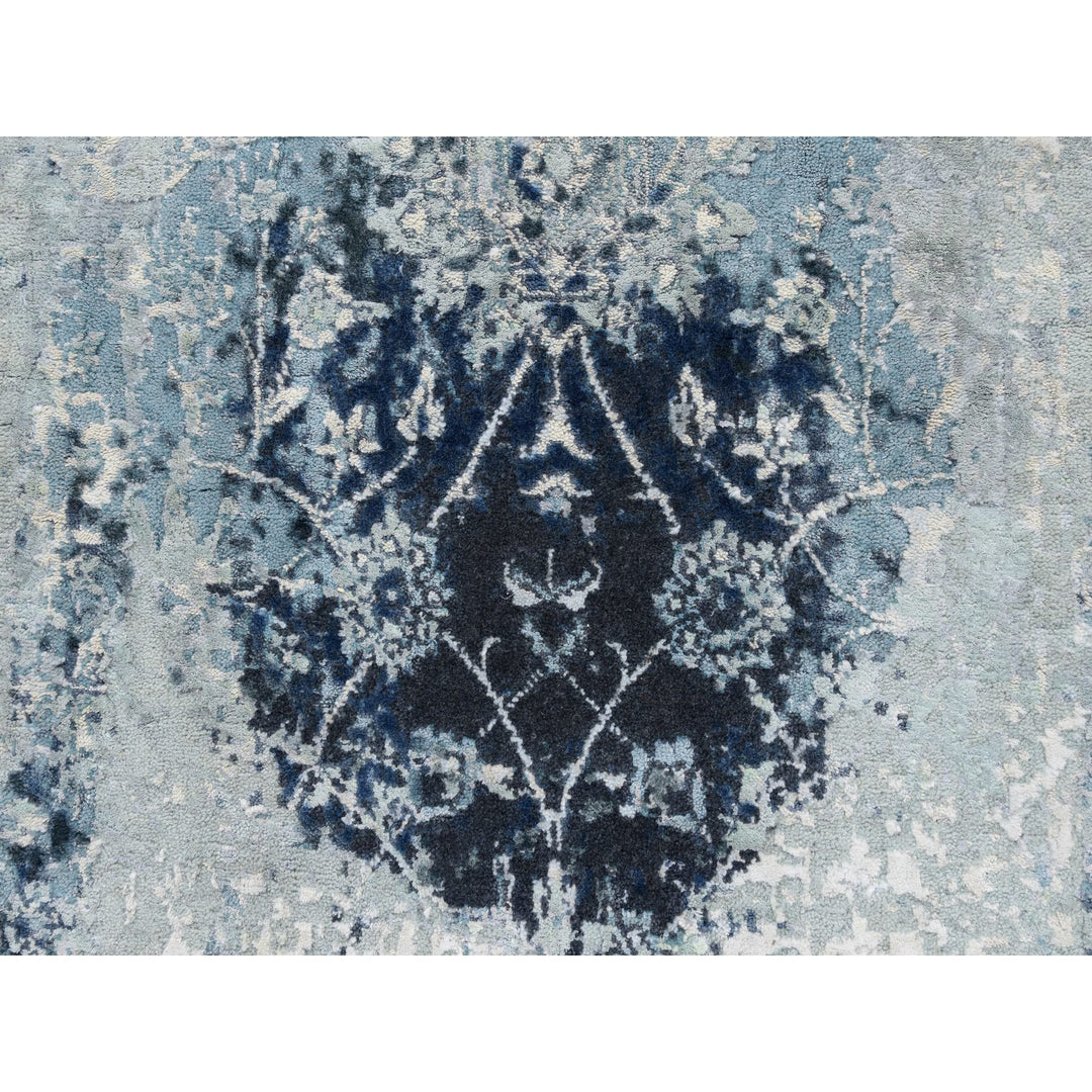 2'1" x 3'1" New Hand Knotted Blue Wool & Silk Rectangle Oriental Rug - MOA10263188