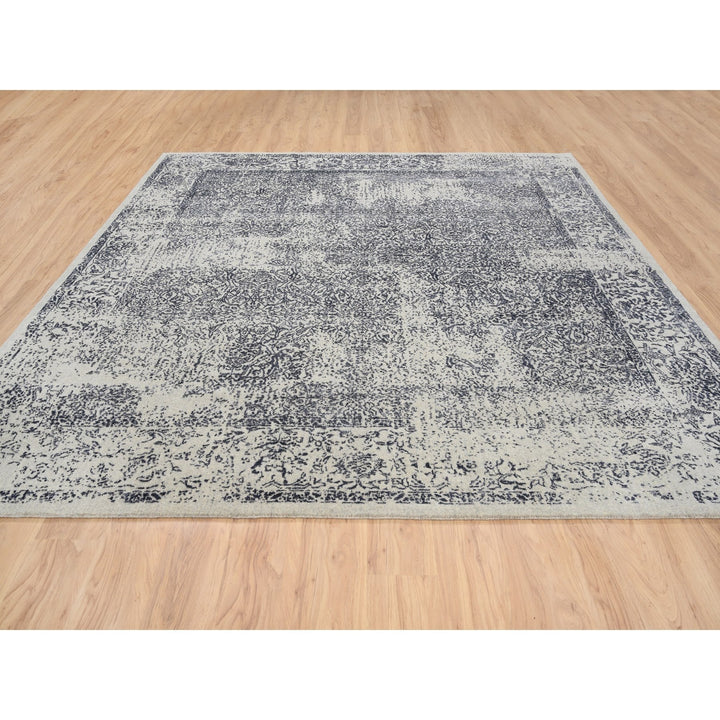 10'0" x 10'1" New Hand Loomed Grey Wool & Art Silk Square Oriental Rug - MOA10263276