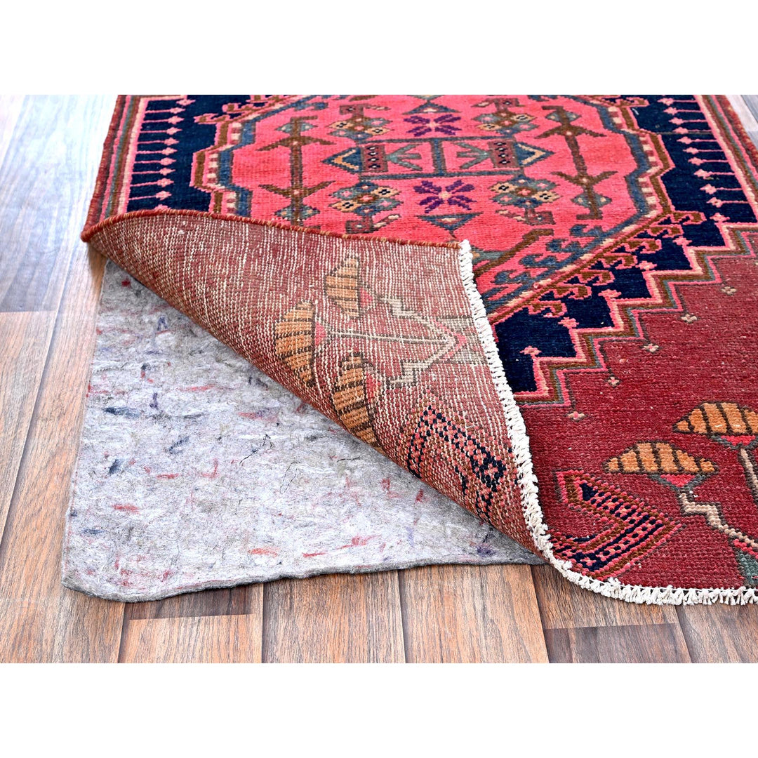 2'4" x 6'5" Vintage Hand Knotted Red Wool Runner Oriental Rug - MOA102632