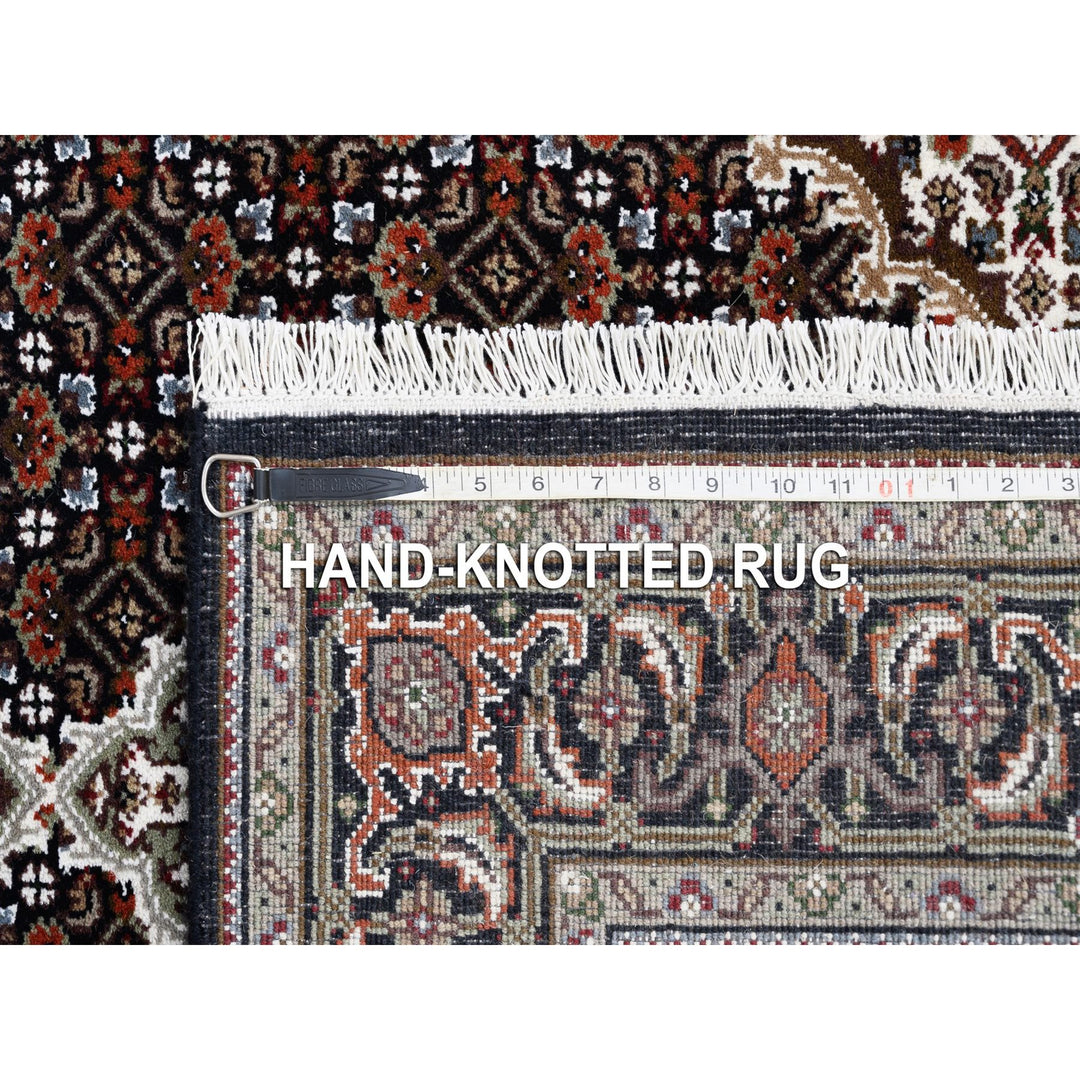 3'10" x 10'4" New Hand Knotted Black Wool Runner Oriental Rug - MOA10263320