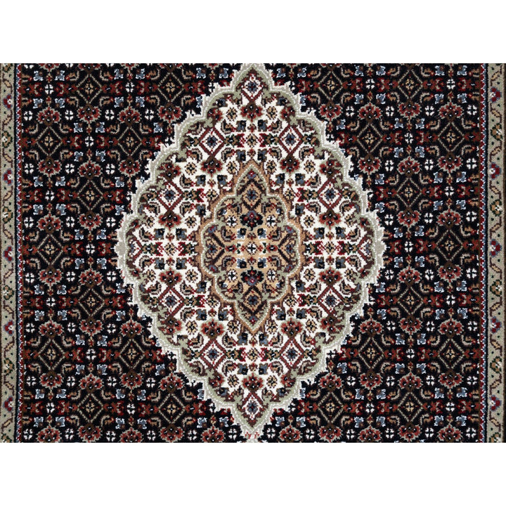 3'9" x 12'0" New Hand Knotted Black Wool Runner Oriental Rug - MOA10263335