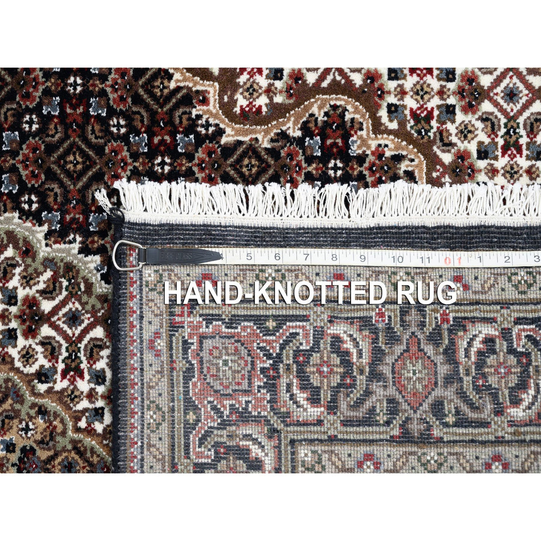 3'9" x 12'0" New Hand Knotted Black Wool Runner Oriental Rug - MOA10263335